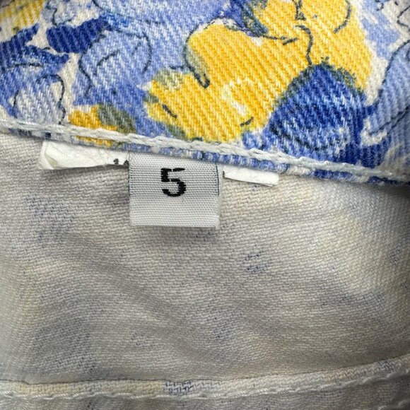 Vintage Shorts Paris Blues Y2K Floral High Waisted Denim Size 5 Blue Yellow - Picture 5 of 7